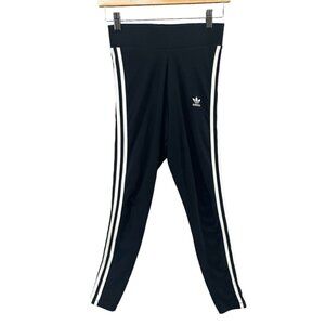 Adidas 3 Strip Leggings Tights Womens Black White Pull On Stretch Pants Size S